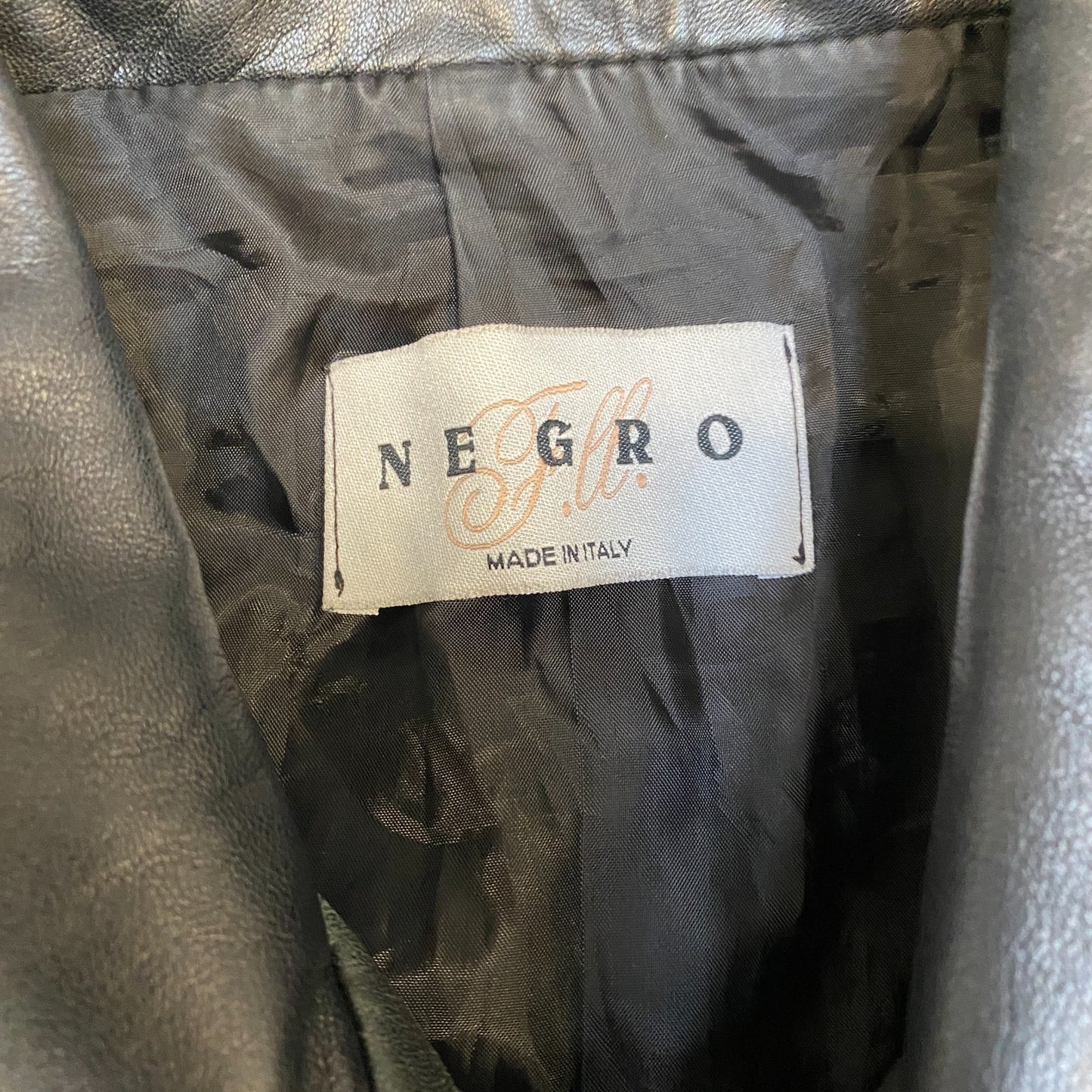 Negro F.lli Leather Jacket Womens Medium Black Lined Long Sleeve Collared Zipper