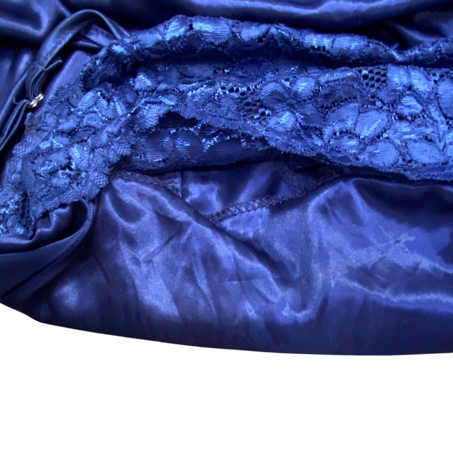 Womens Honeymoon Nightwear S Blue Satin Lace Sleeveless Spaghetti Strap Sexy