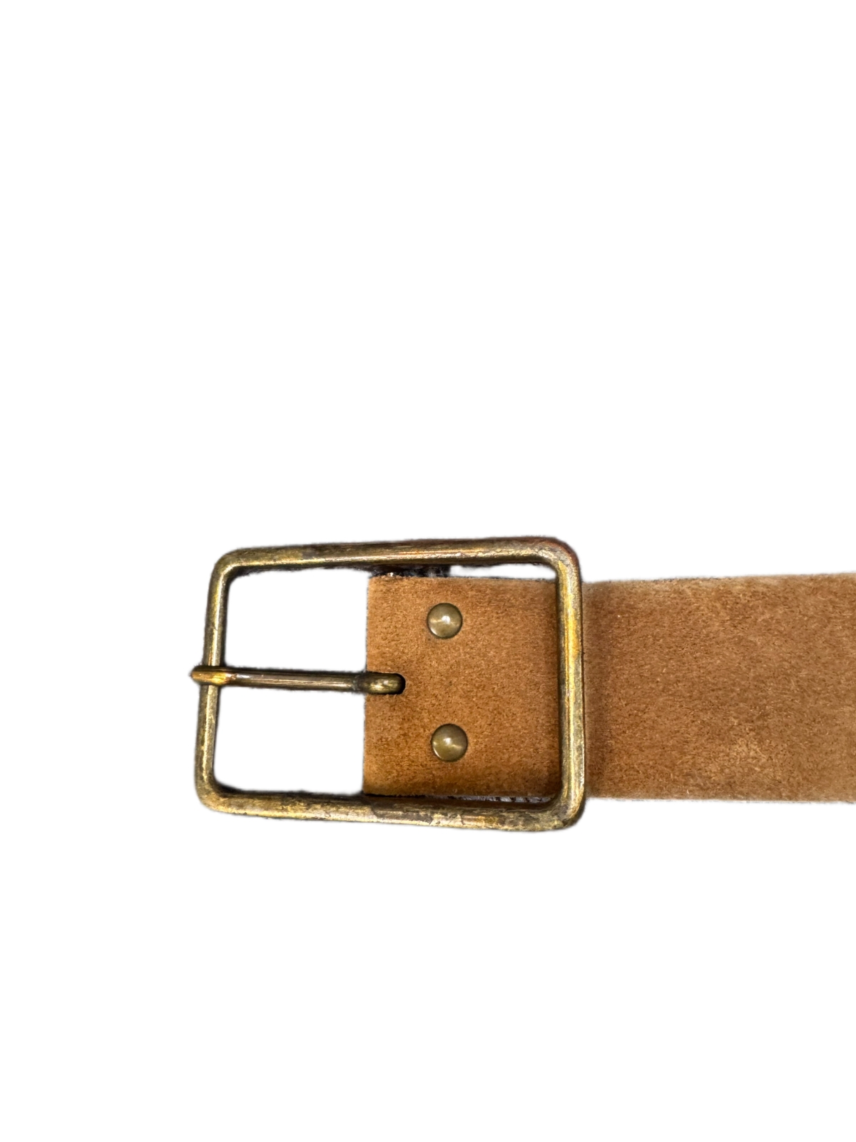 Waist Belt Mens Brown Suede Leather Adjustable Brass Pin Buckle 37.5 inches