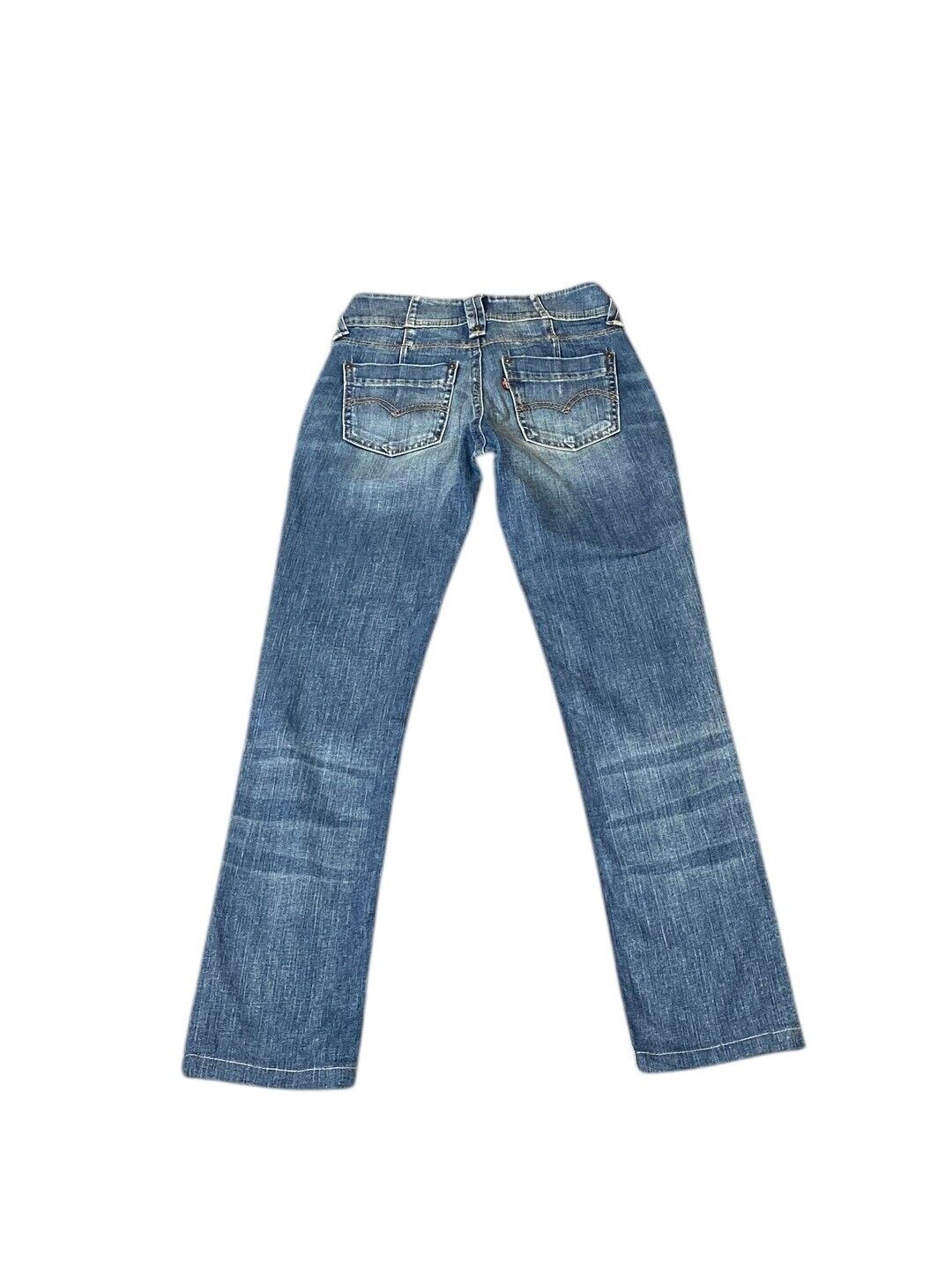 Levi's Jeans Womens 26W 28L Blue Denim Red Tab Straight Leg Faded Zipper Pocket