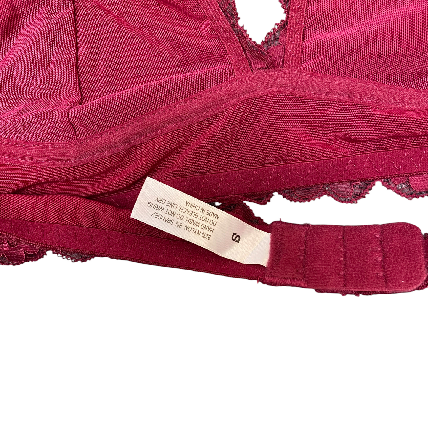 Bralette Bra Womens S Red Lace Floral Halter Neck Lined Nylon Stretch Comfort