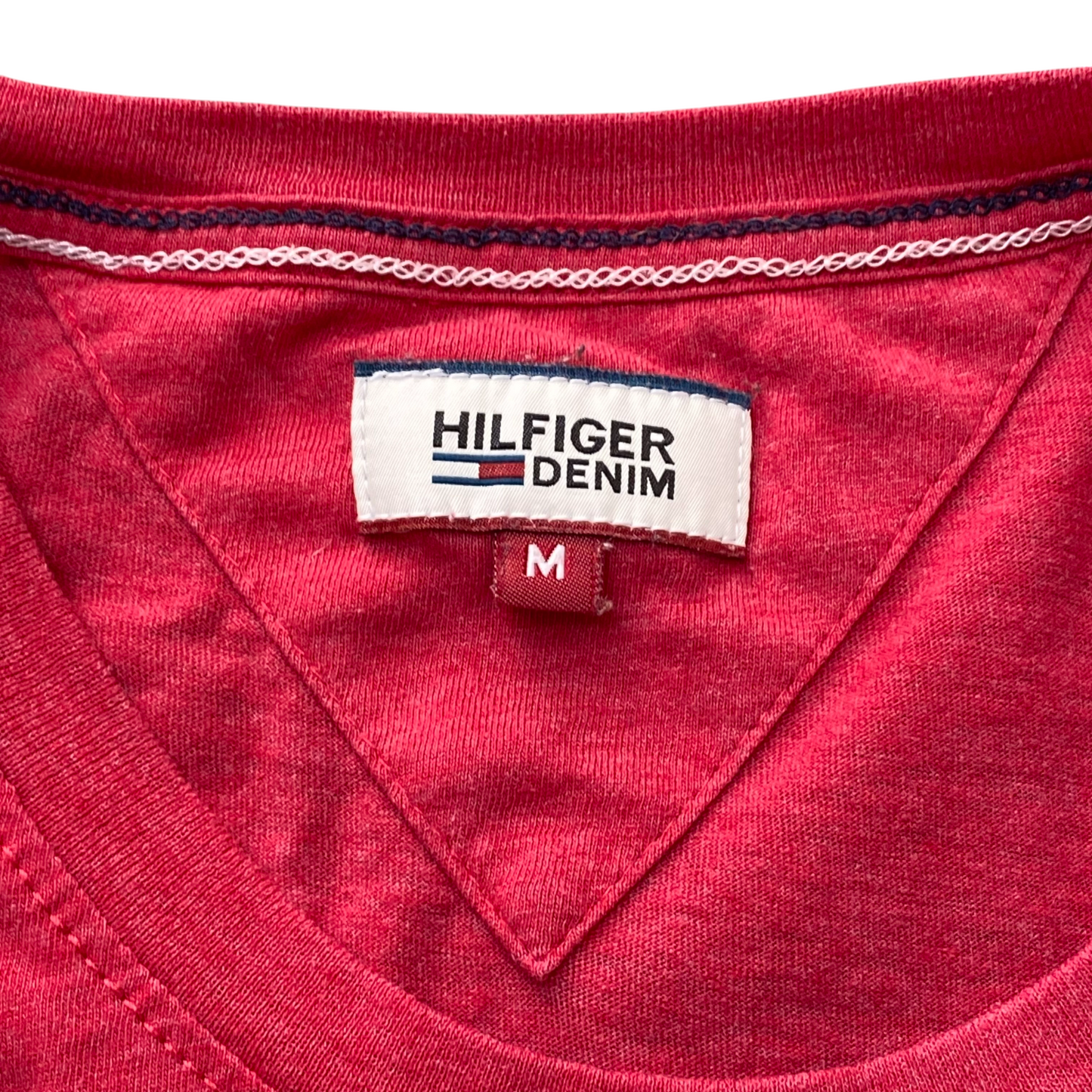 Hilfiger Denim T-Shirt Men M Pink Short Sleeve Spellout Pullover Crew Neck Tee