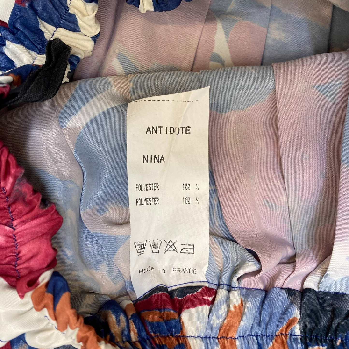 Antidot A Line Skirt Womens M Multi Abstract Pleated Elastic Waist Side Zip