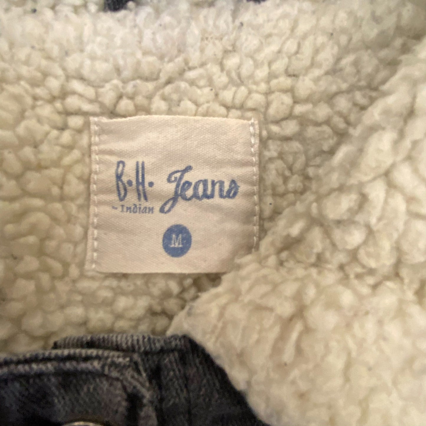 B.H. Jeans Trucker Jacket Womens Medium Grey Sherpa Lined Collared Button Front