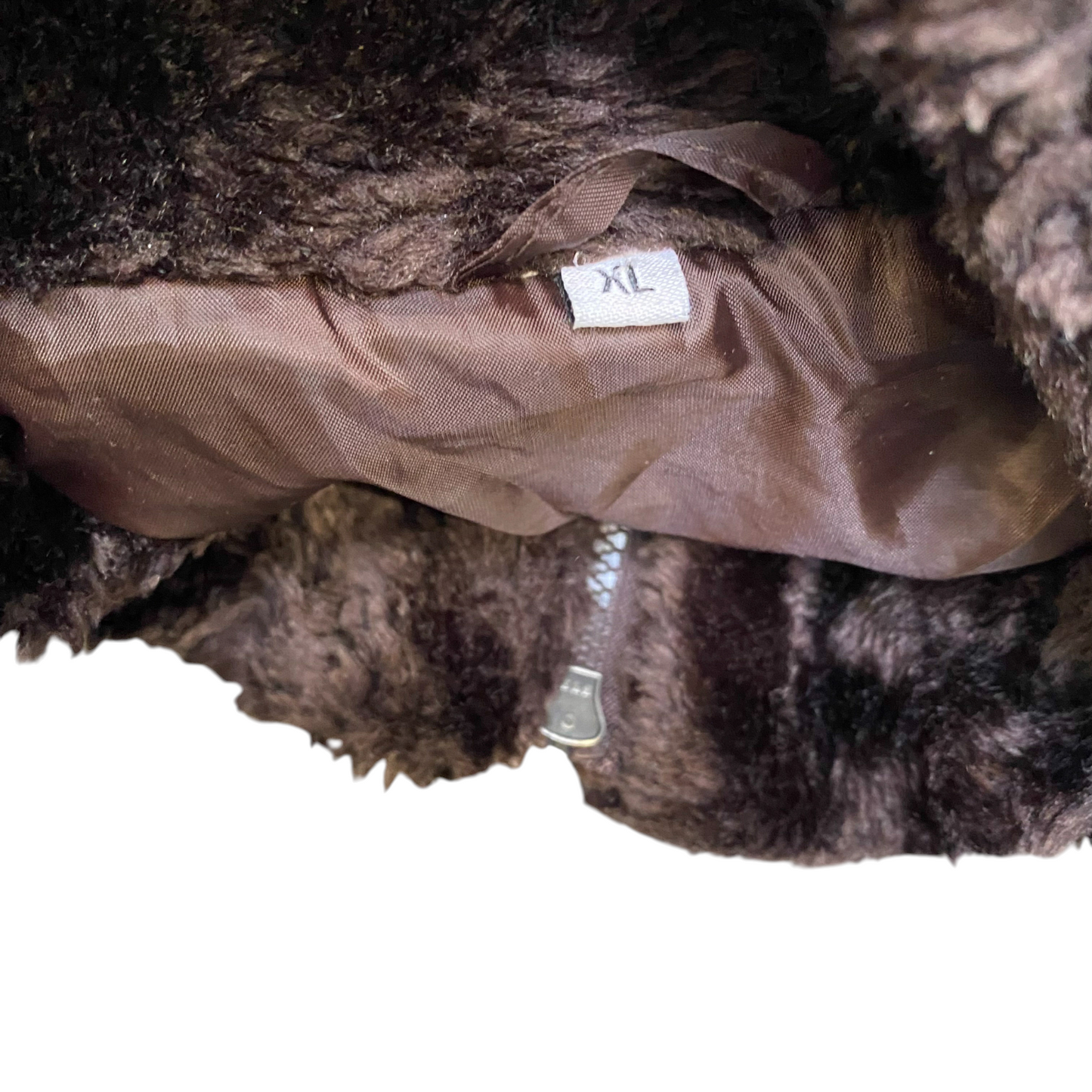 Womens Faux Fur Vest XL Chocolate Brown Fuzzy Sleeveless Mock Neck Full Zipper