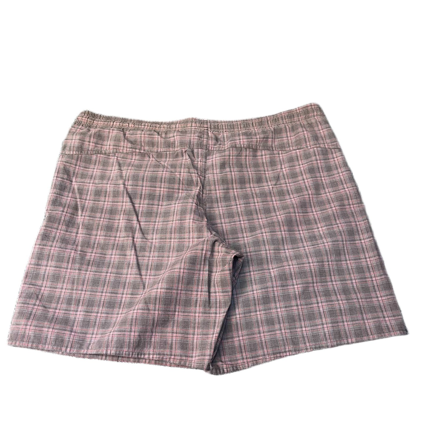 Adidas Athletic Shorts Men XL 40" Waist Grey Pink Plaid Elastic Waist Drawstring