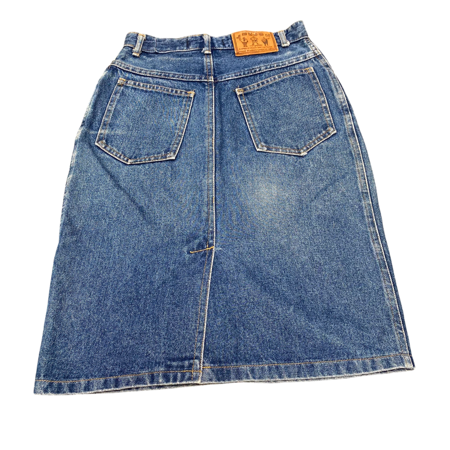 JouJou Denim Straight Skirt Womens M Blue Medium Wash Pockets Flat Front Outdoor