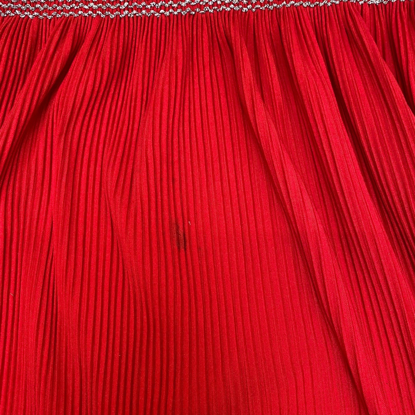 Womens Maxi Dress M Red Solid Ribbed Pleated Lace Trim Casual Boat Neck Pullover