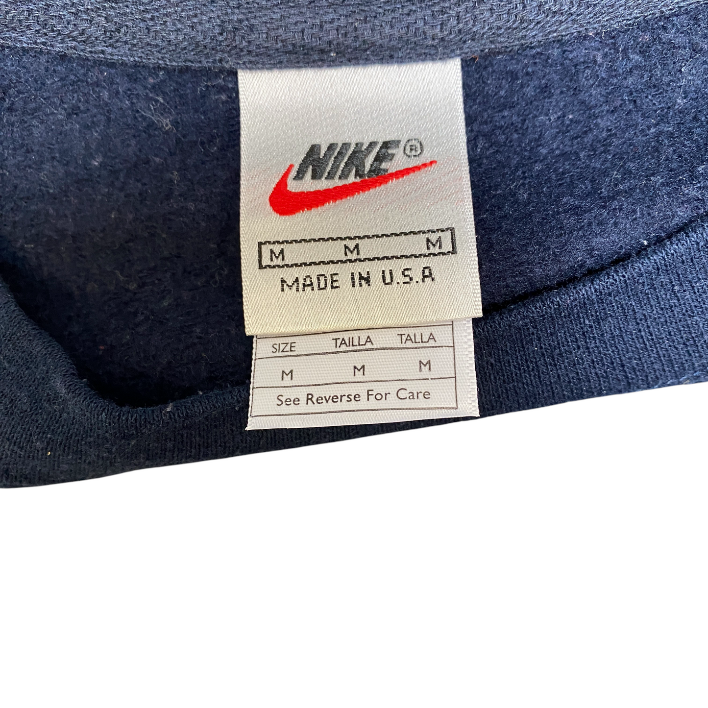 Nike Reworked Sweatshirt Mens M Navy Blue Embroidered Spellout Logo Vintage Y2K