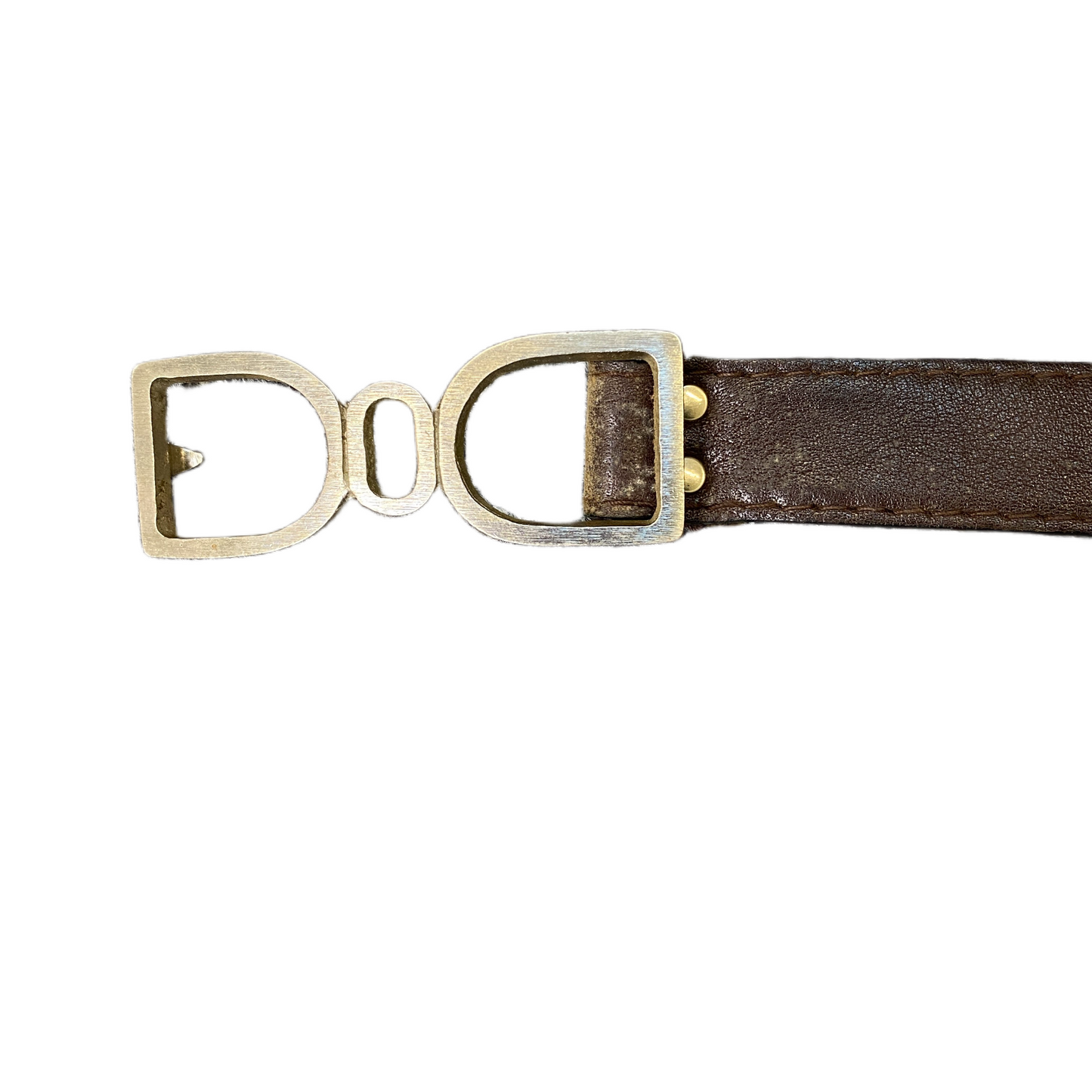 Vintage Waist Belt Men Brown Leather Adjustable Silver Pin Buckle 35 inches