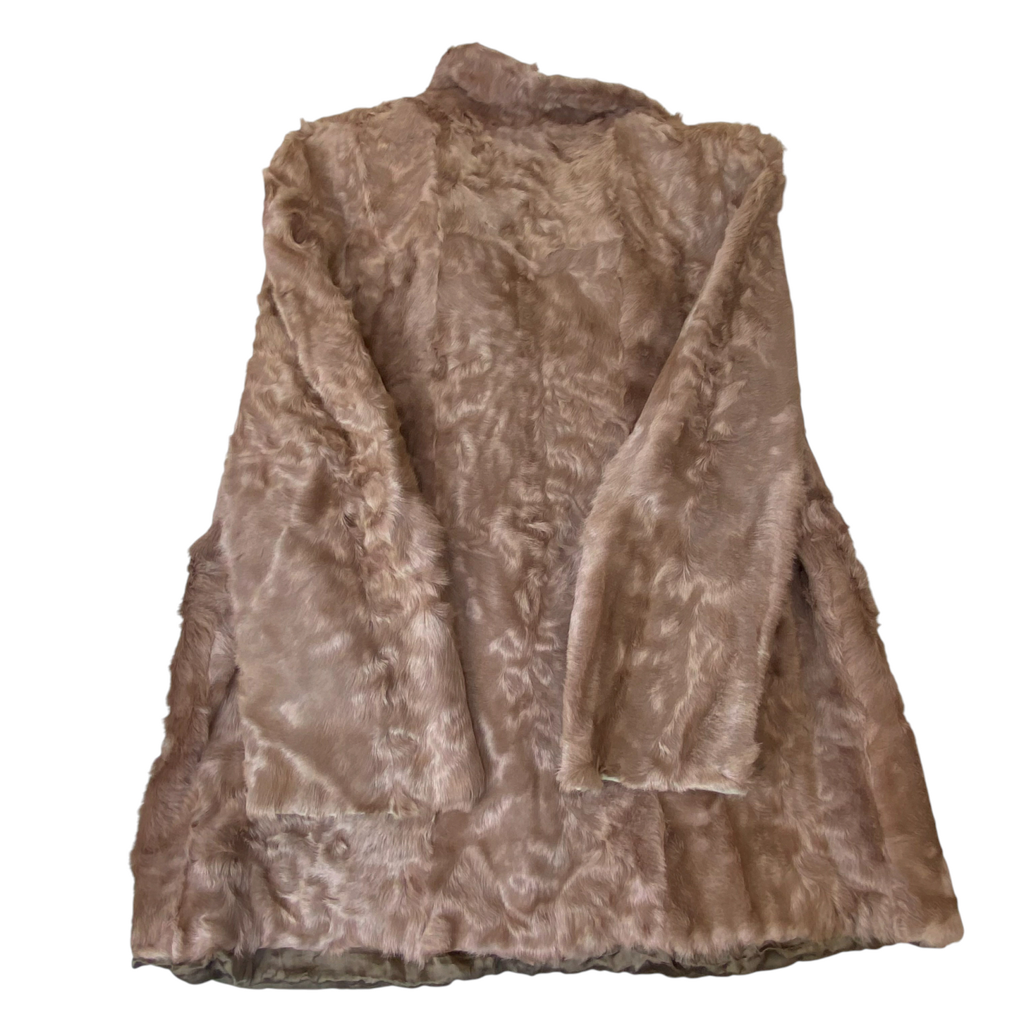 Coat Womens Large Brown Faux Fur Collar Long Sleeve Cozy Warm Winter Open Front