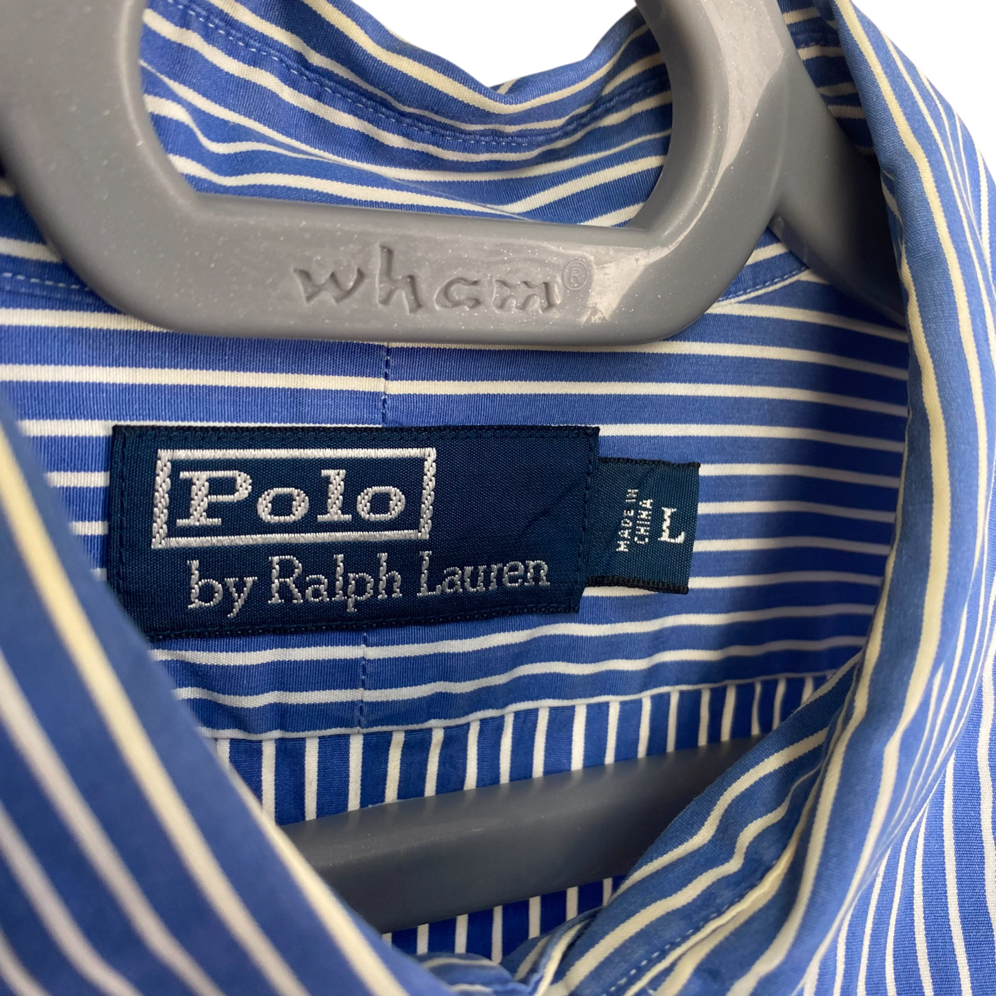 Ralph Lauren Shirt Mens Large Blue Striped Long Sleeve Collar Casual Button Down