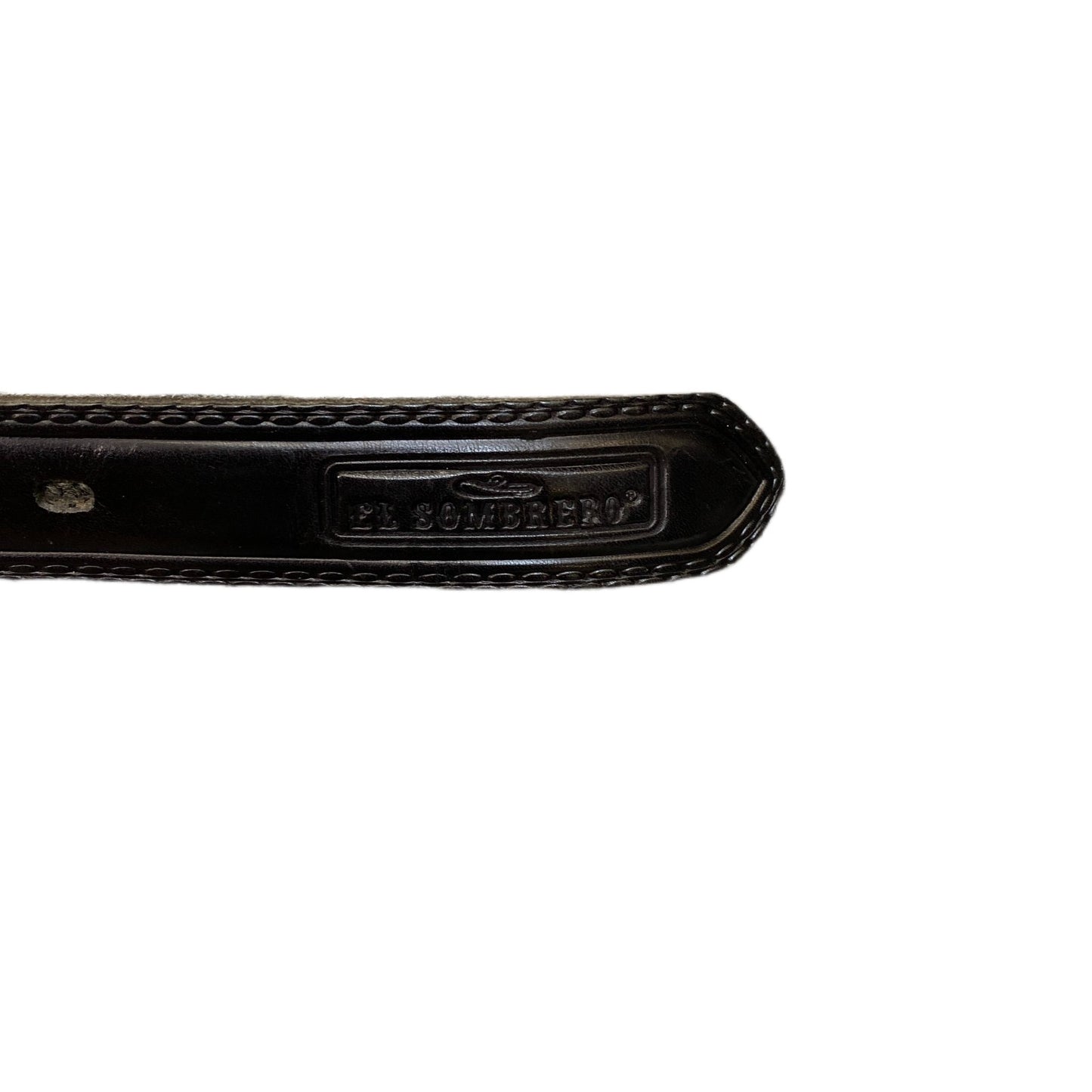 El Sombrero Waist Belt Mens Black Leather Adjustable Pin Buckle 40.5 Inches