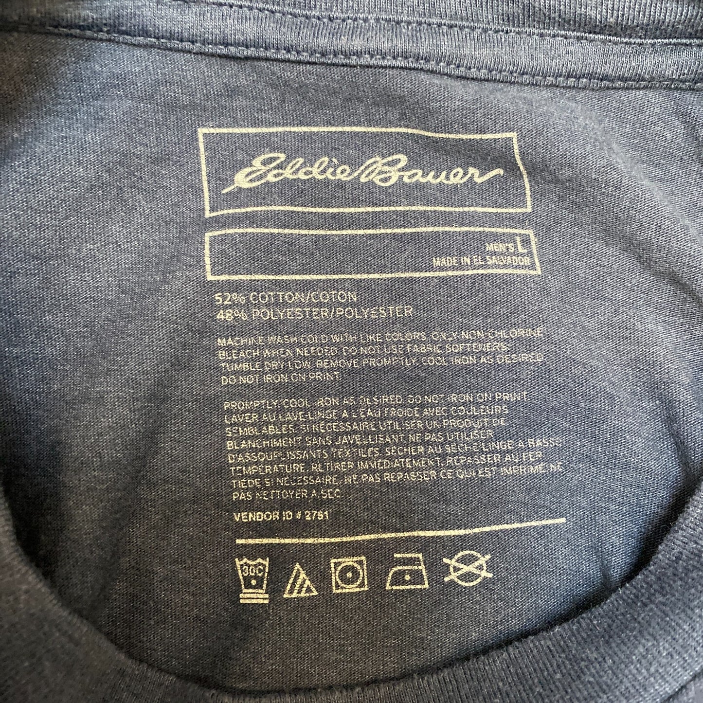 Eddie Bauer T-Shirt Mens Large Dark Blue Graphic Print Short Sleeve Summer Tee
