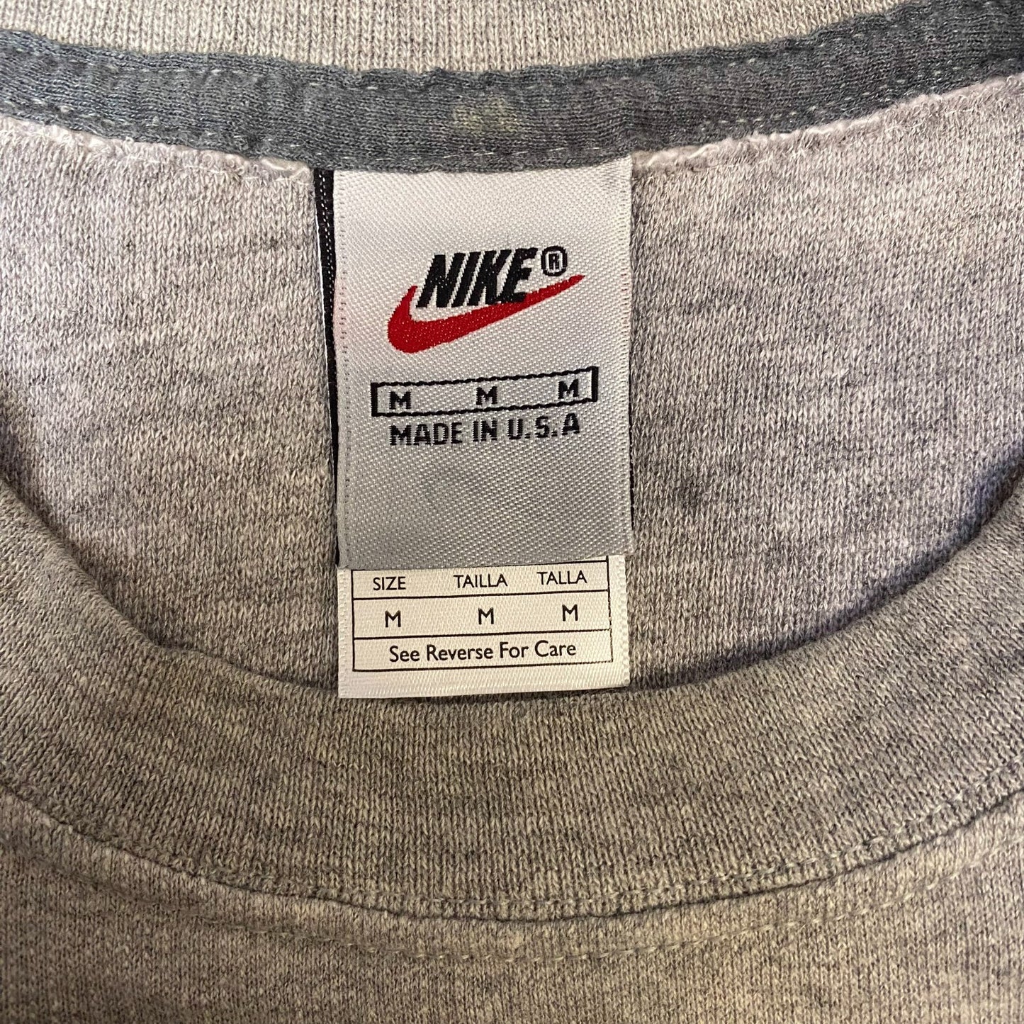 Nike Reworked Sweatshirt Mens M Purple Grey Embroidered Spellout Logo Vtg Y2K