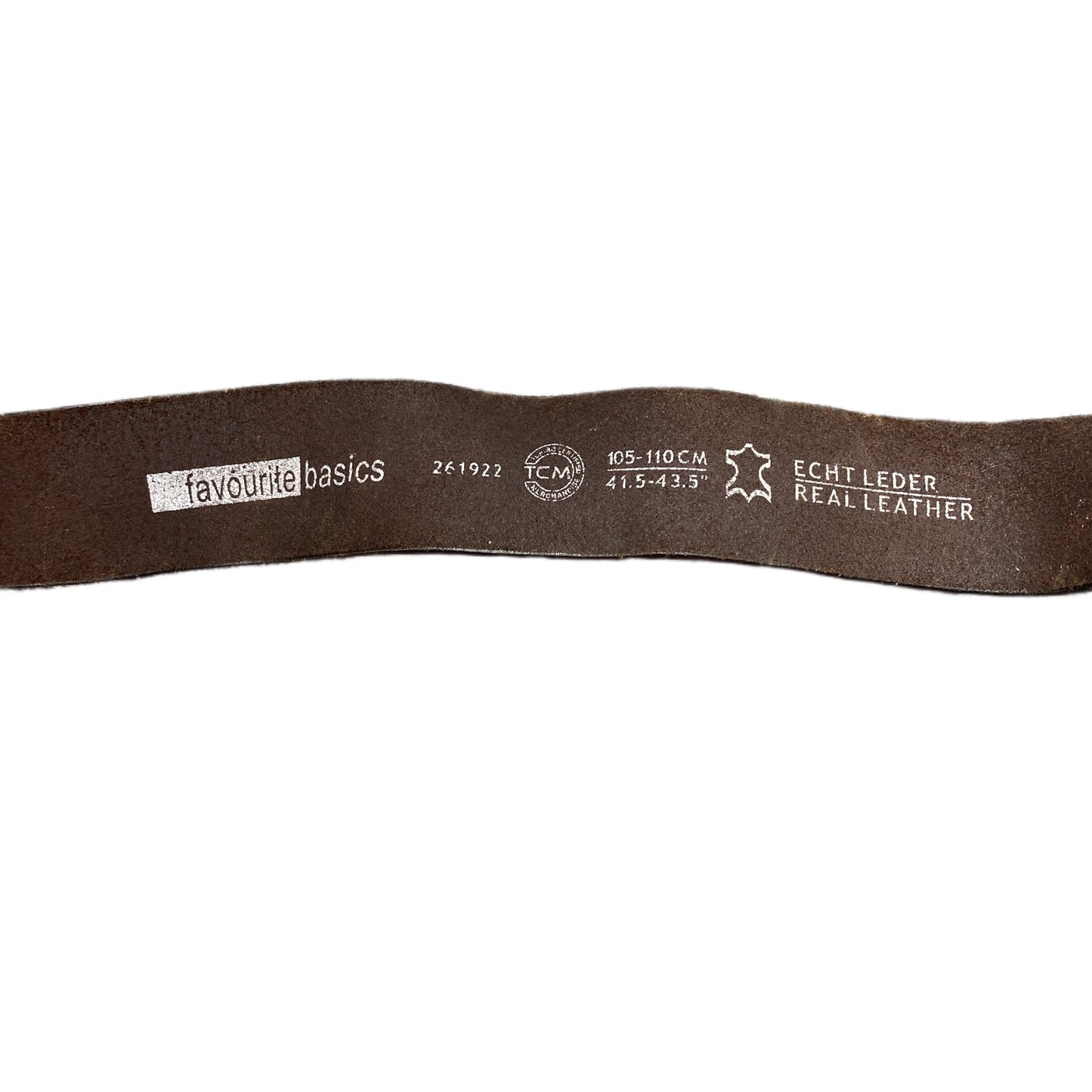 Favourite Basics Waist Belt Mens Dark Brown Leather Silver Pin Buckle 44.5 Inche