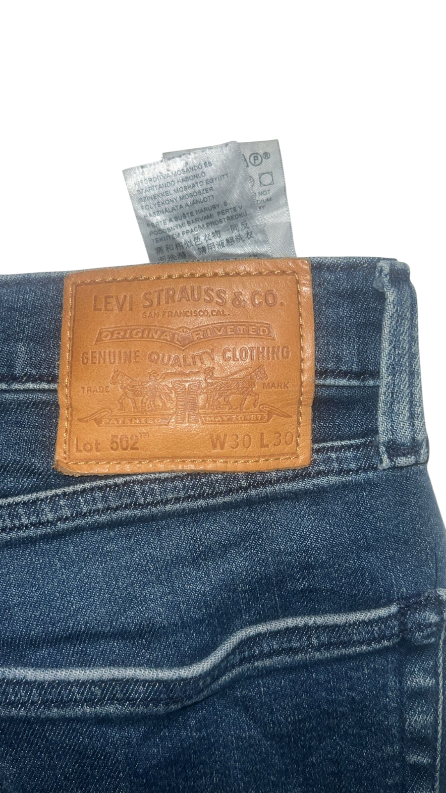 Levi's 502 Jeans Mens Small Blue Denim Slim Fit Straight Leg Medium Wash Pockets