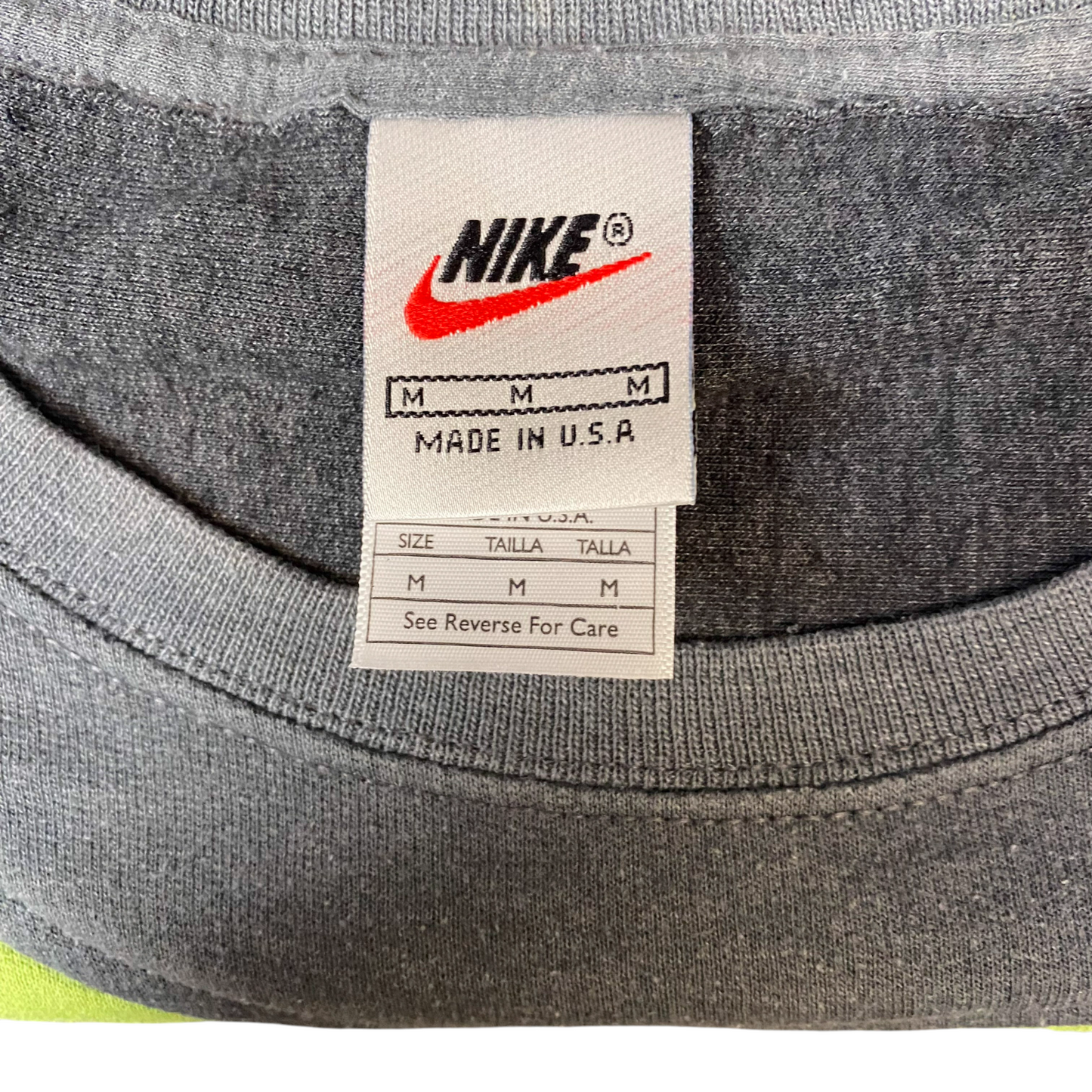 Nike Reworked Sweatshirt Mens M Green Grey Embroidered Spellout Logo Vintage Y2K