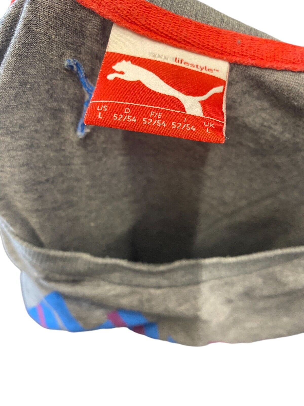 Puma T-Shirt Women's L Grey Short Sleeve Graphic Print Crew Neck Pullover Casual