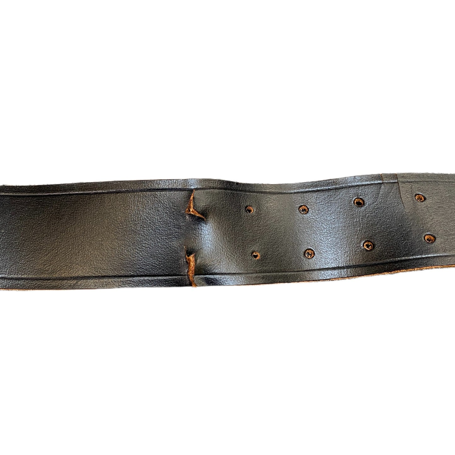 Waist Belt Mens Black Leather Adjustable Silver Double Pin Buckle 39 Inches