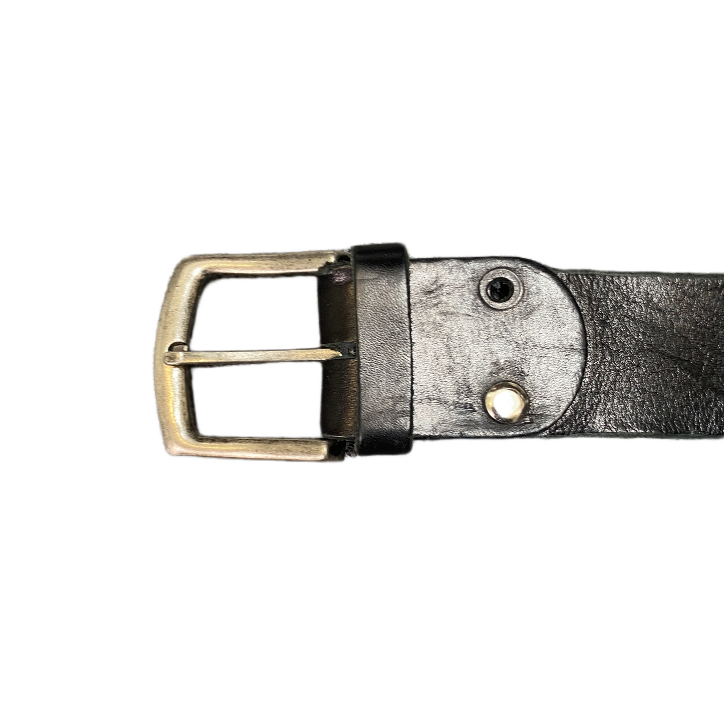 Waist Belt Mens Black Leather Adjustable Silver Pin Buckle 55.5 inches