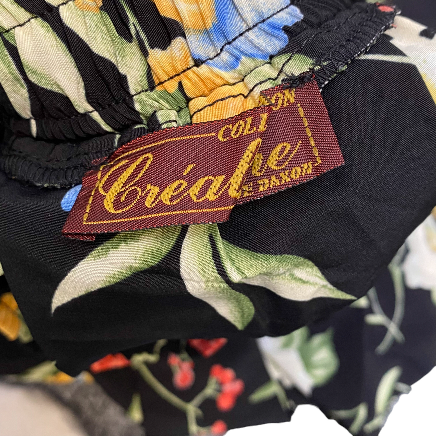 Créate A Line Skirt Women S Black Floral Print Knee Length Pleated Elastic Waist