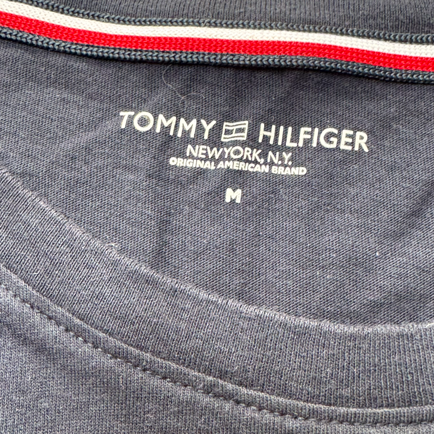 Tommy Hilfiger T Shirt Mens M Blue Spellout Short Sleeve Classic Crew Neck Tee