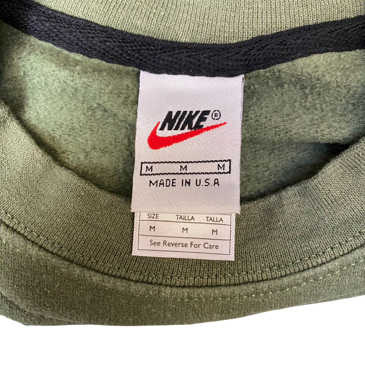 Nike Reworked Sweatshirt Mens M Navy Green Embroidered Spellout Logo Vintage Y2K