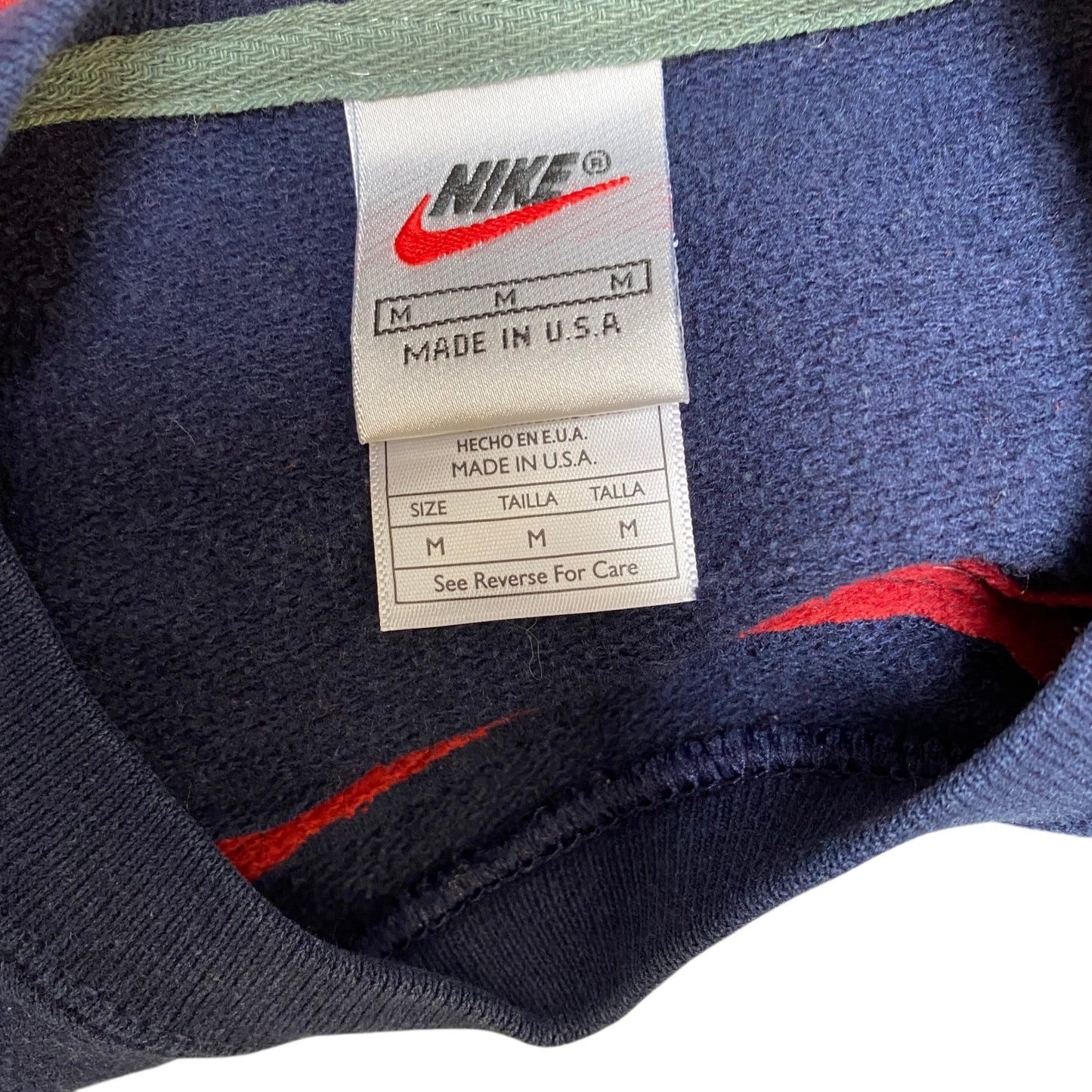Nike Reworked Sweatshirt Mens M Red Blue Embroidered Spellout Logo Vintage Y2K