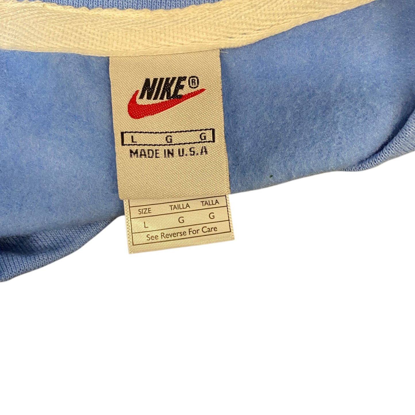Nike Reworked Sweatshirt Mens L Blue Green Embroidered Spellout Logo Vintage Y2K