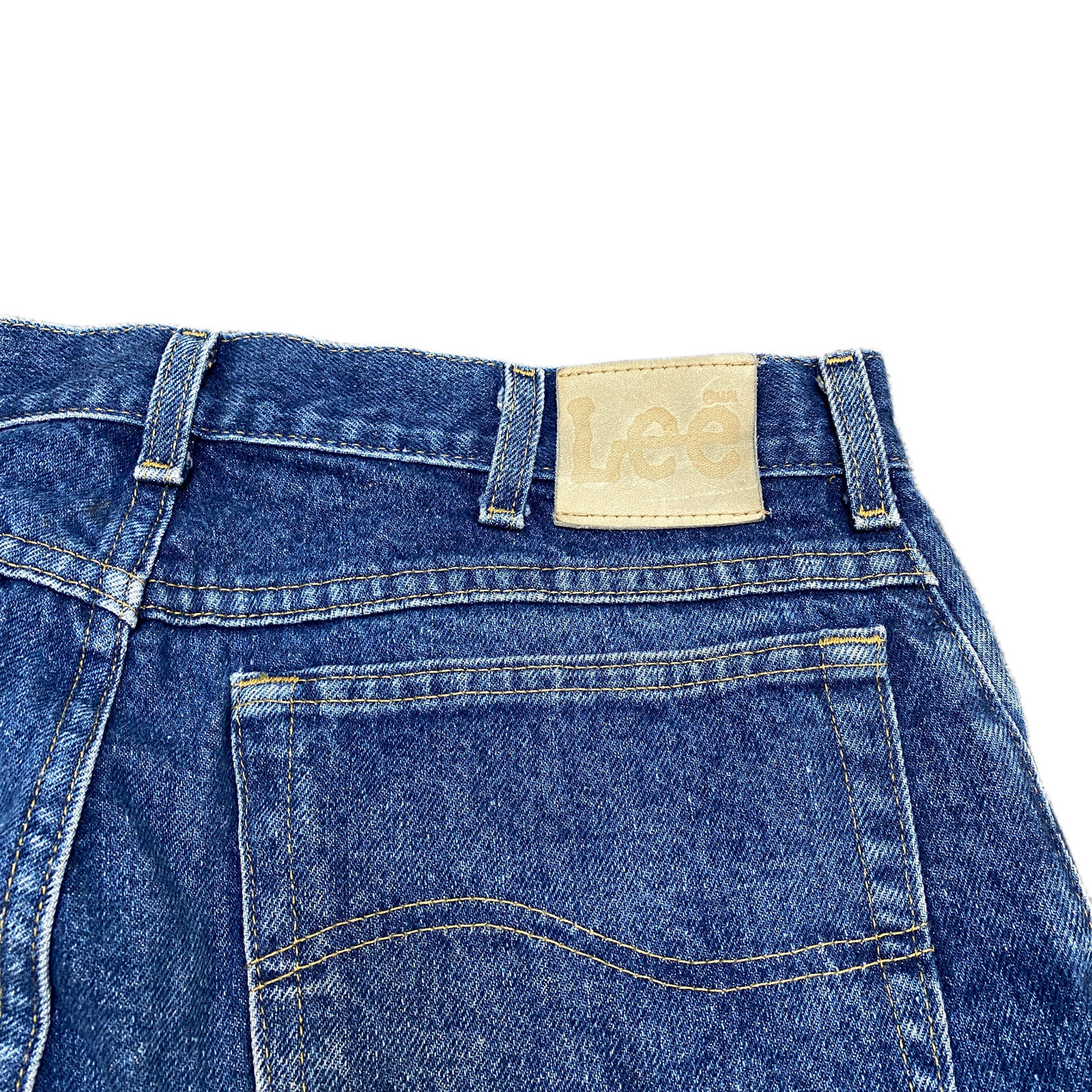 Lee Jeans Fits as Mens 33" Waist Blue Denim Double Stitch Whiskered Straight Leg