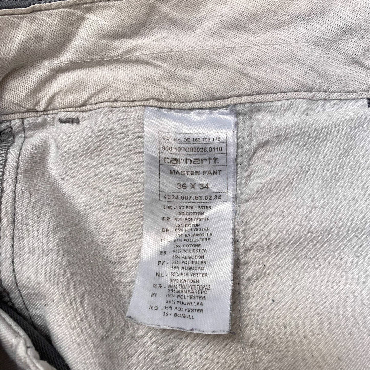 Carhartt Master Trousers Men XL Grey Straight Leg Slash Pockets Workwear Outdoor