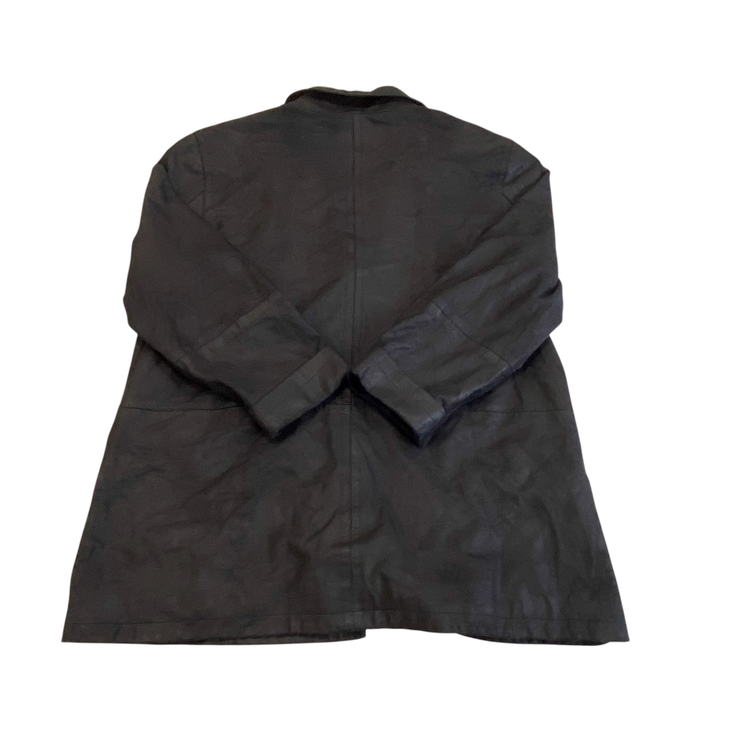 Blazer Jacket Womens L Black Genuine Leather Long Sleeve Button Front Outdoor