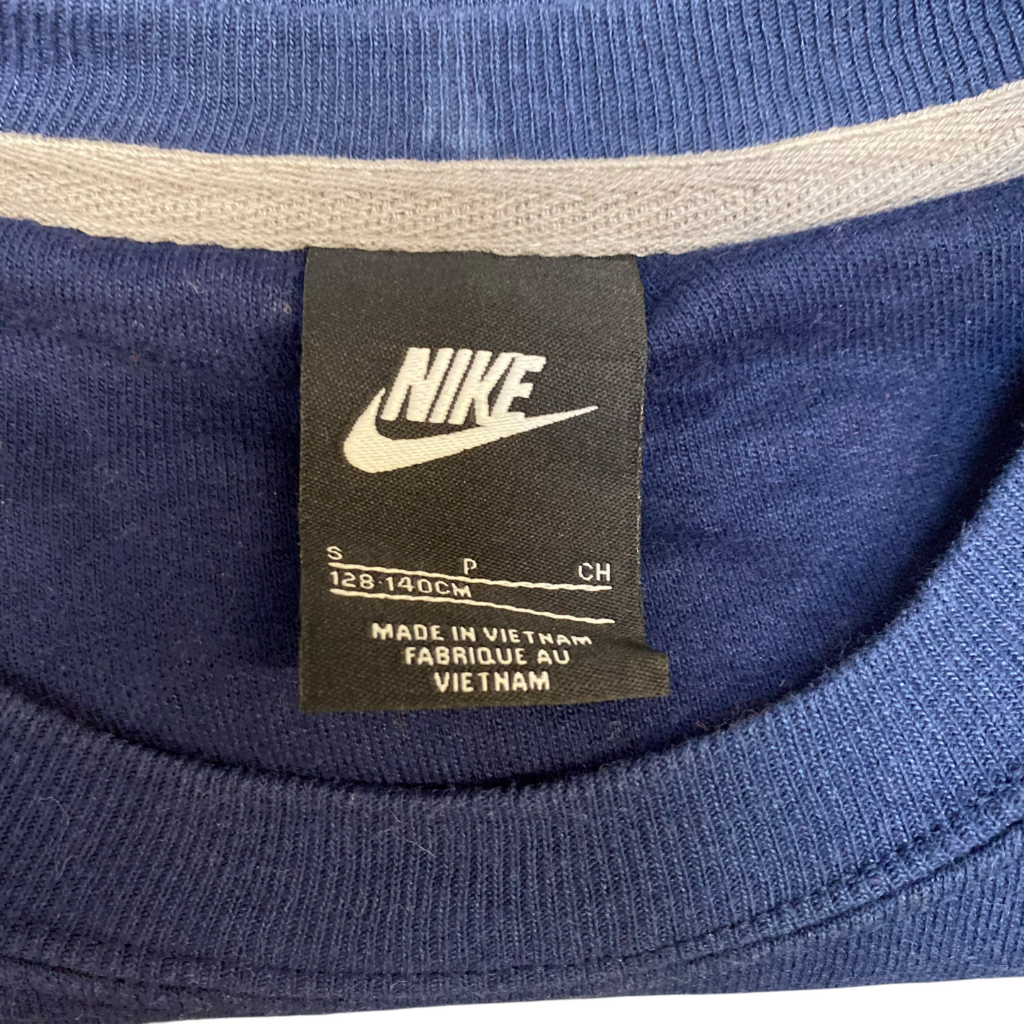 Nike Reworked Sweatshirt Mens S Navy Pink Embroidered Spellout Logo Vintage Y2K