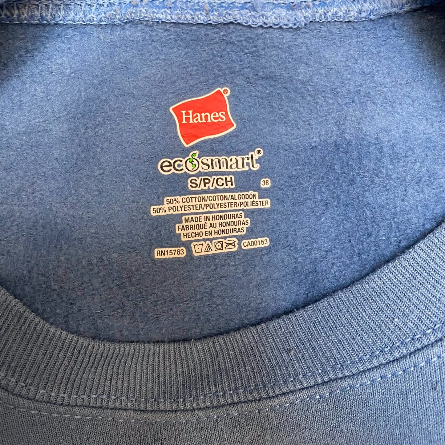 Hanes Sweatshirt Mens Small Blue Timber Wolf Lake Eco Smart Crew Neck Pullover