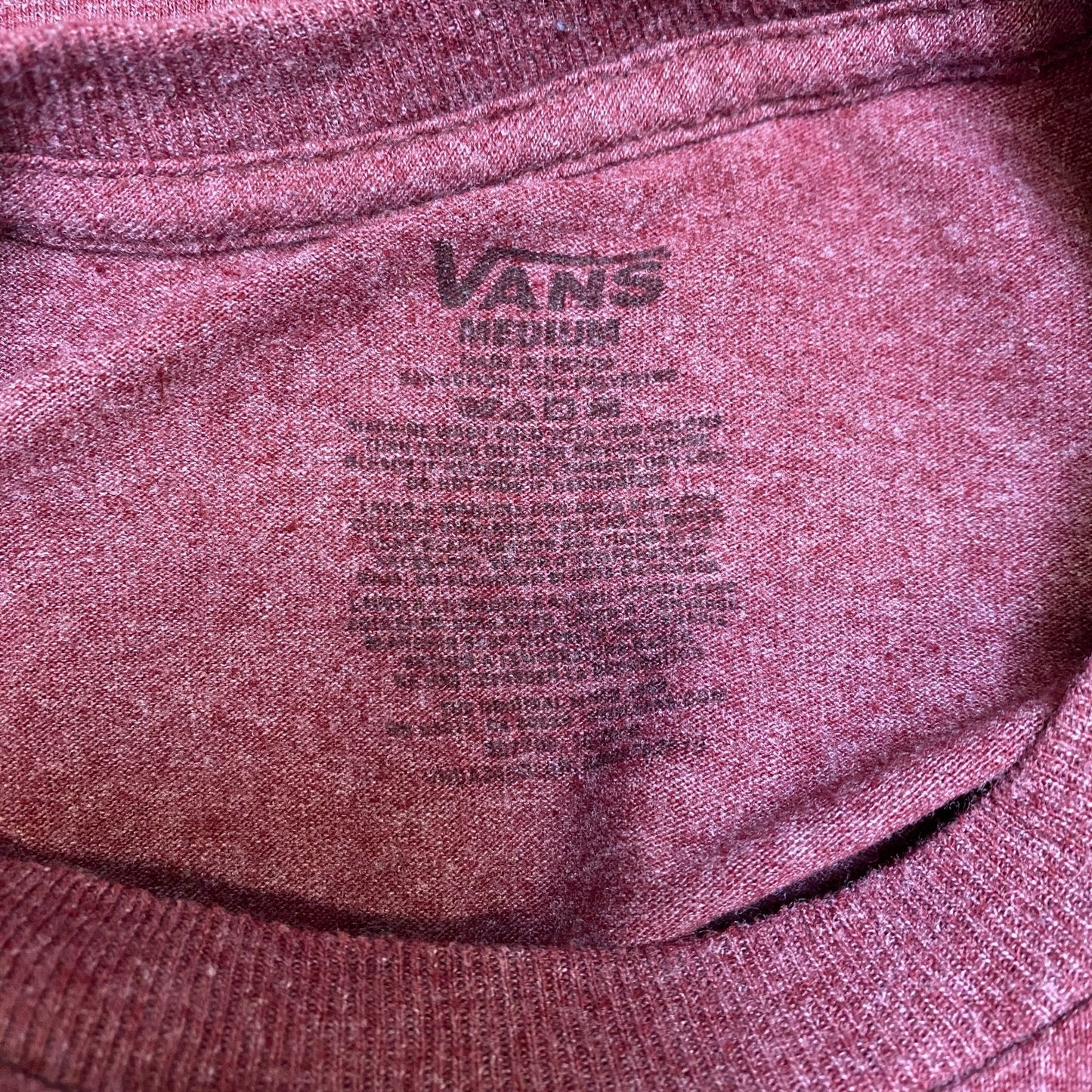 Vans T-Shirt Mens M Burgundy Graphic Logo Classic Fit Short Sleeve Summer Tee