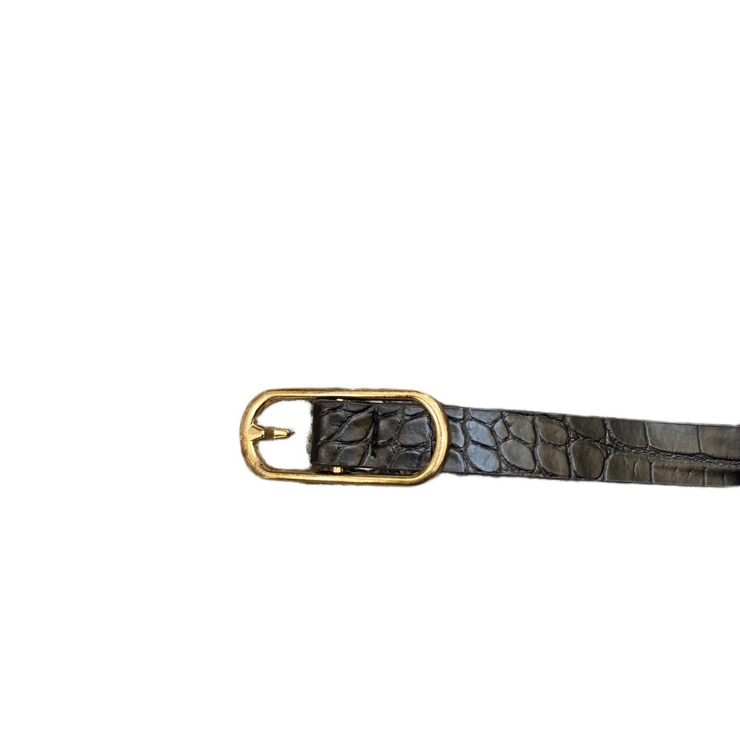 Waist Belt Womens Black Leather Classic Gold Tone Pin Buckle 37.5 Inches