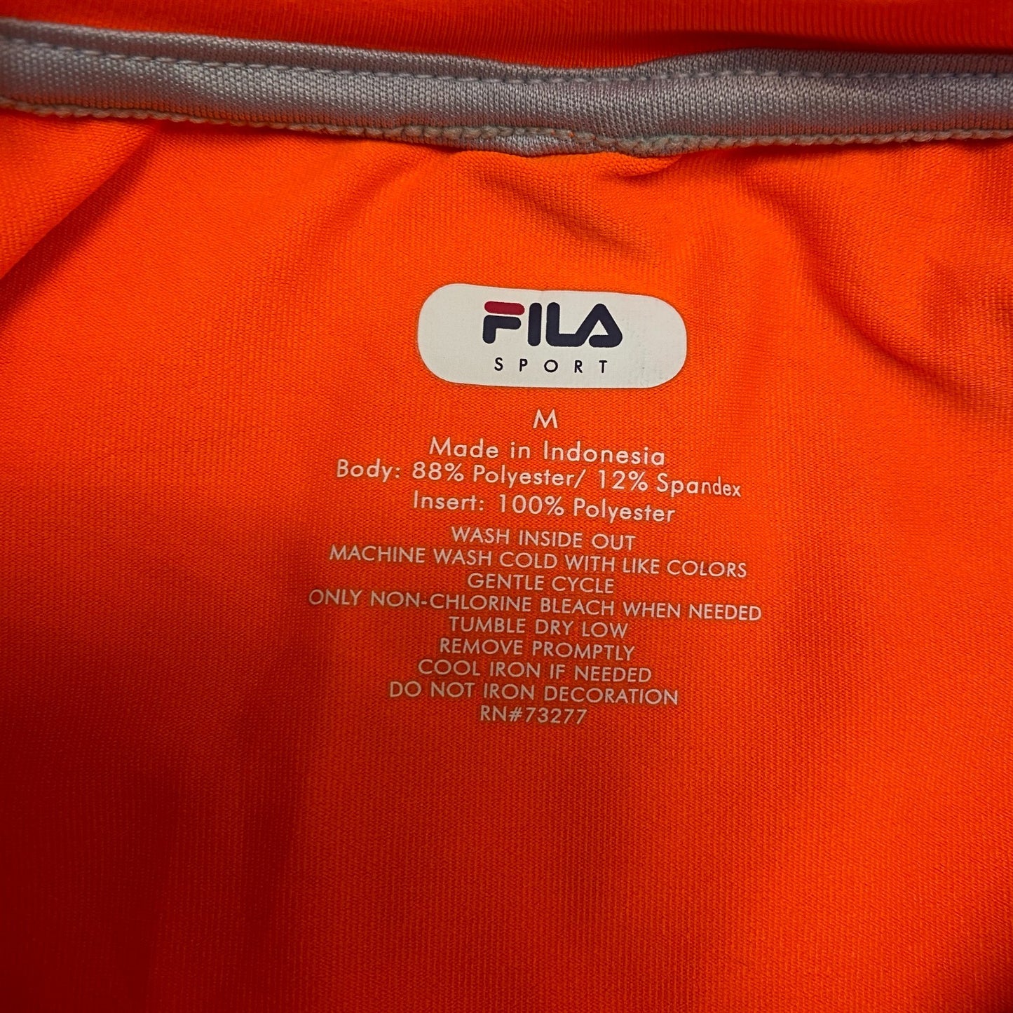 Fila Sport Activewear Shirt Mens Medium Orange Patterned Short Sleeve Summer Tee