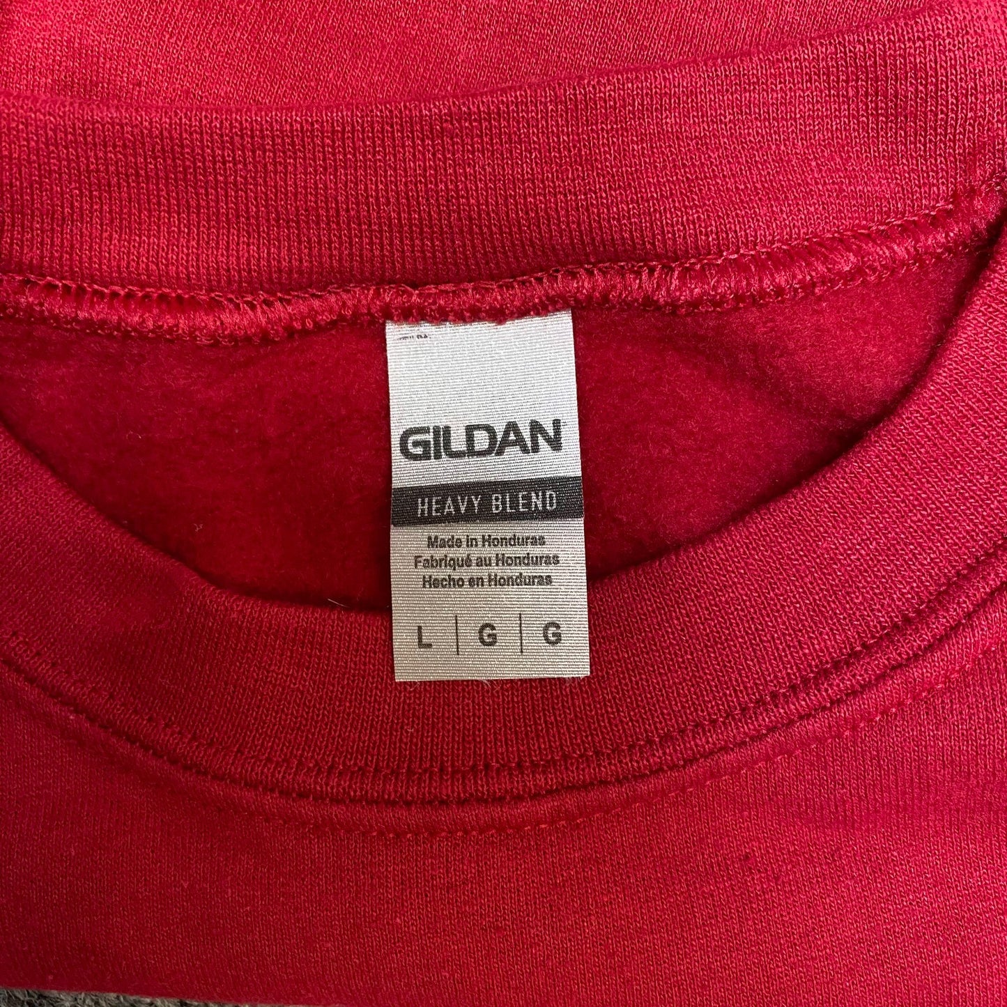 Gildan Sweatshirt Womens Large Red Floral Graphic Long Sleeve Crew Neck Pullover