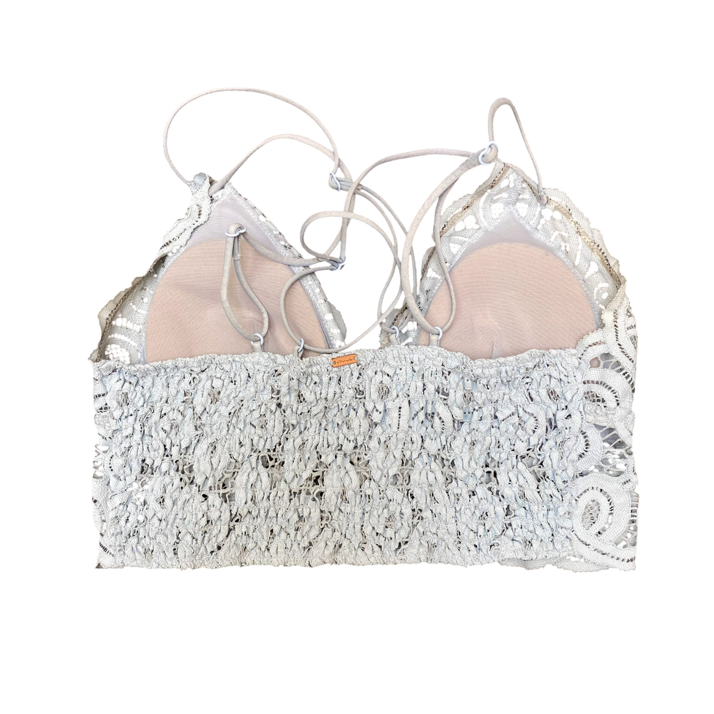 Bralette Bra Womens S White Lace Floral Padded Spaghetti Strap Comfort Pullover