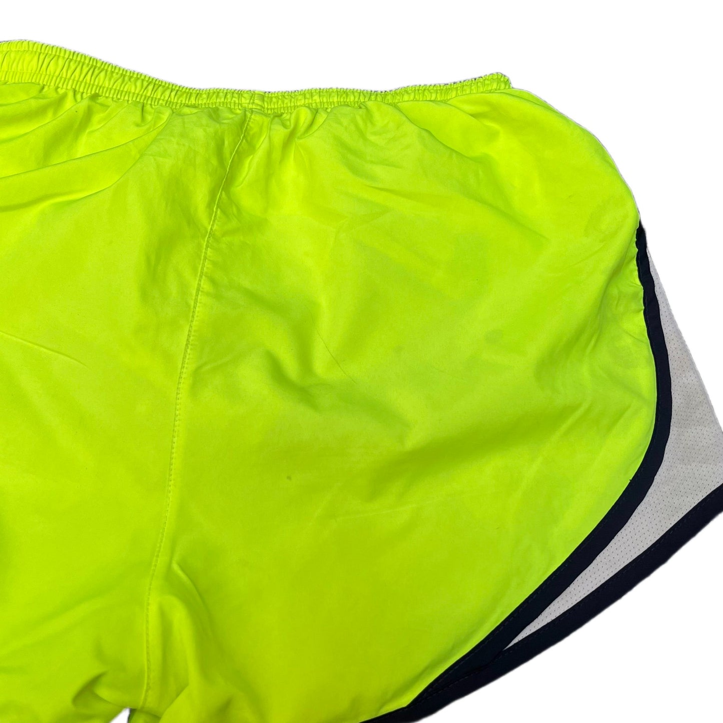 Nike Dri-Fit Running Shorts Womens S 24" Waist Neon Green Workout Dolphin Hem