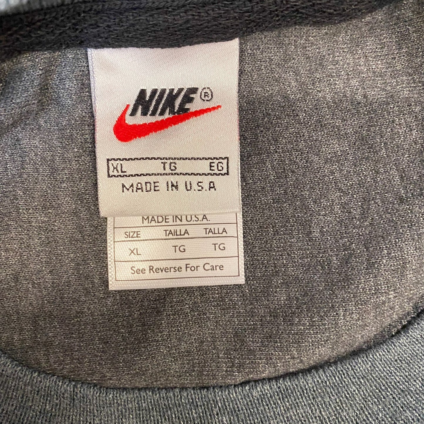 Nike Reworked Sweatshirt Mens XL Red Grey Embroidered Spellout Logo Vintage Y2K