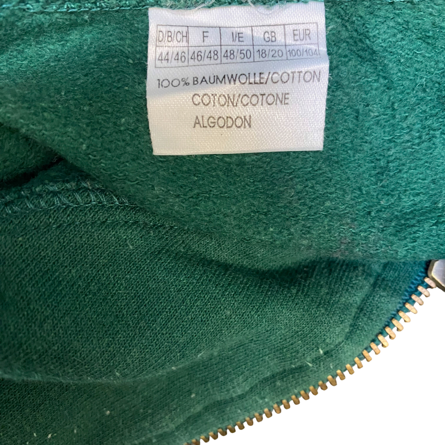 Jumper Mens Medium Green Embroidered Long Sleeve High Neck 1/4 Zip Pullover