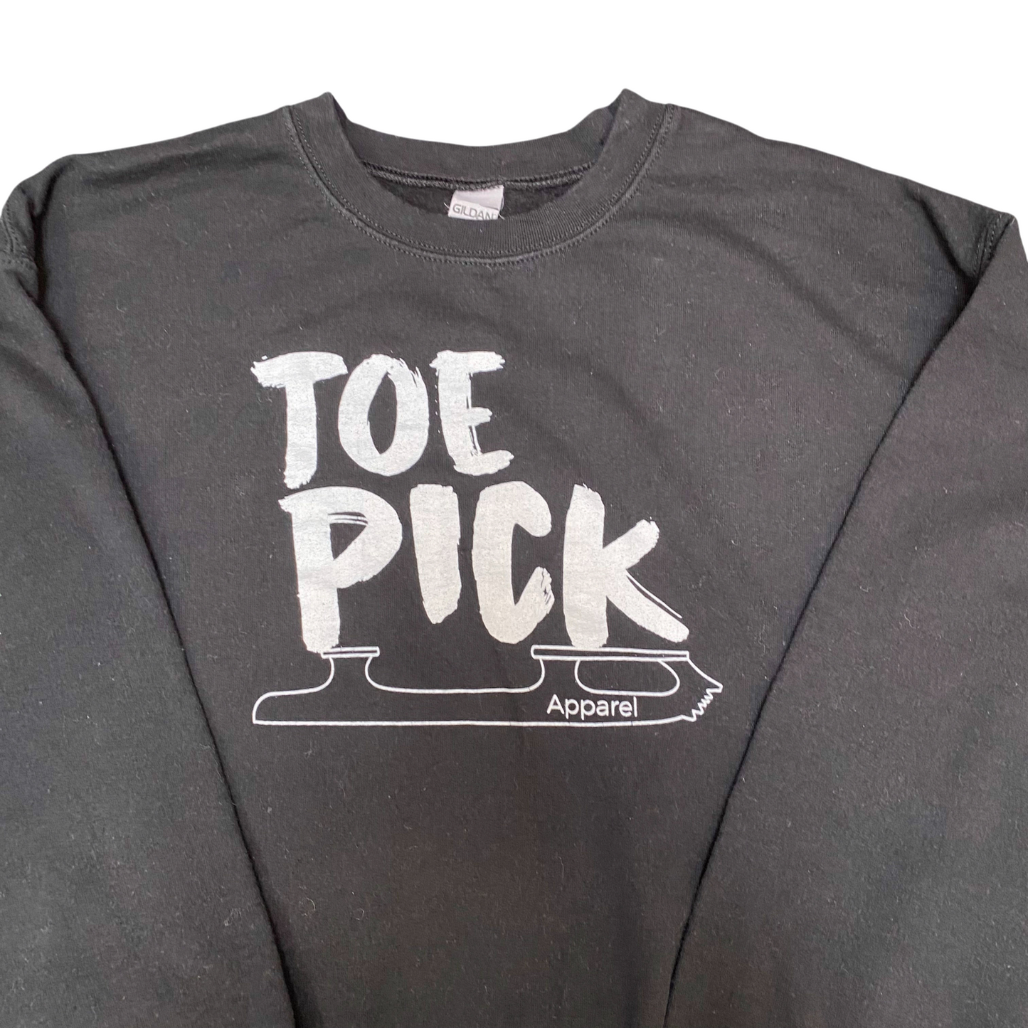 Gildan Sweatshirt Mens Medium Black Toe Pick Apparel Long Sleeve Crew Neck