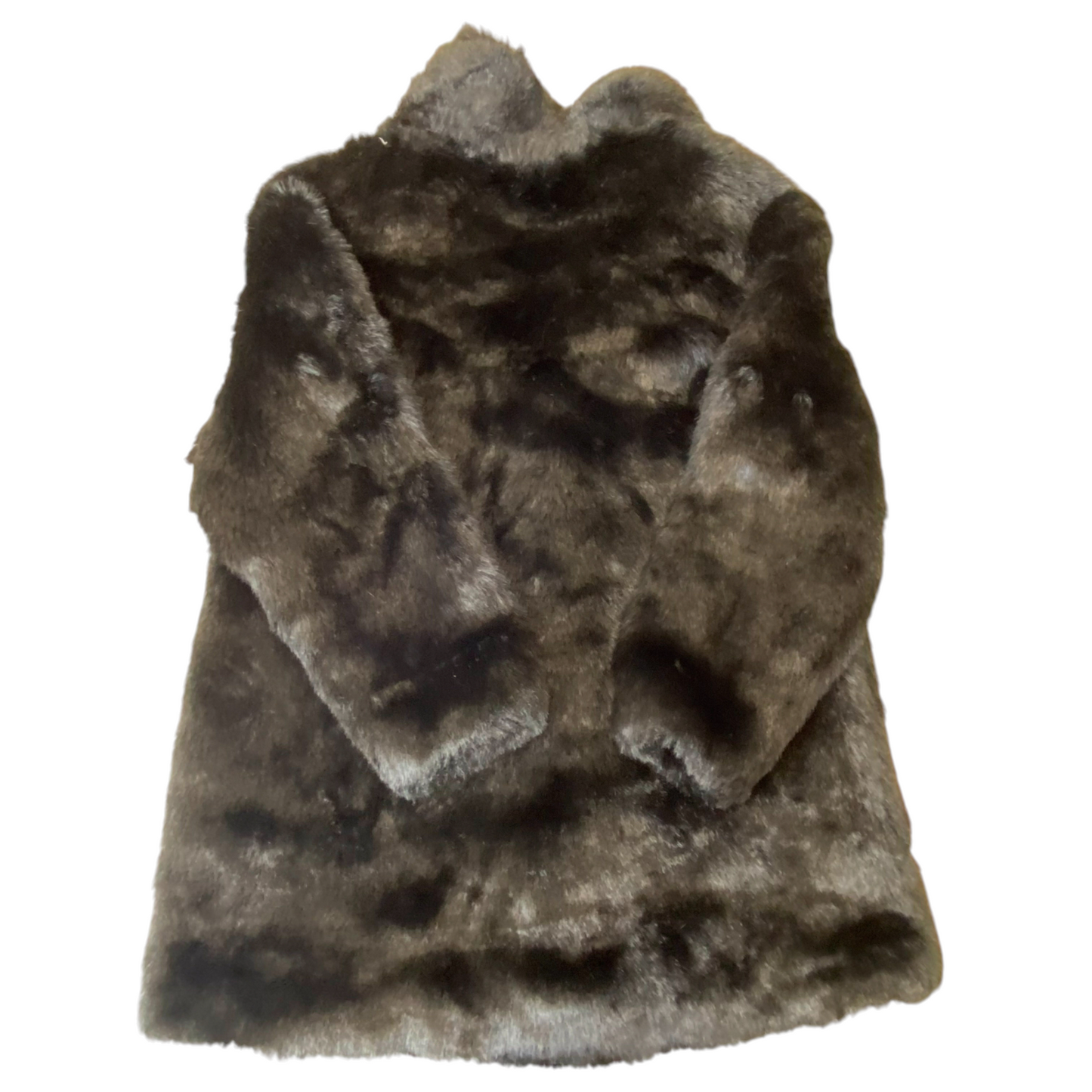 Organetto Coat Womens Large Black Faux Fur Notch Collar Long Sleeve Button Front