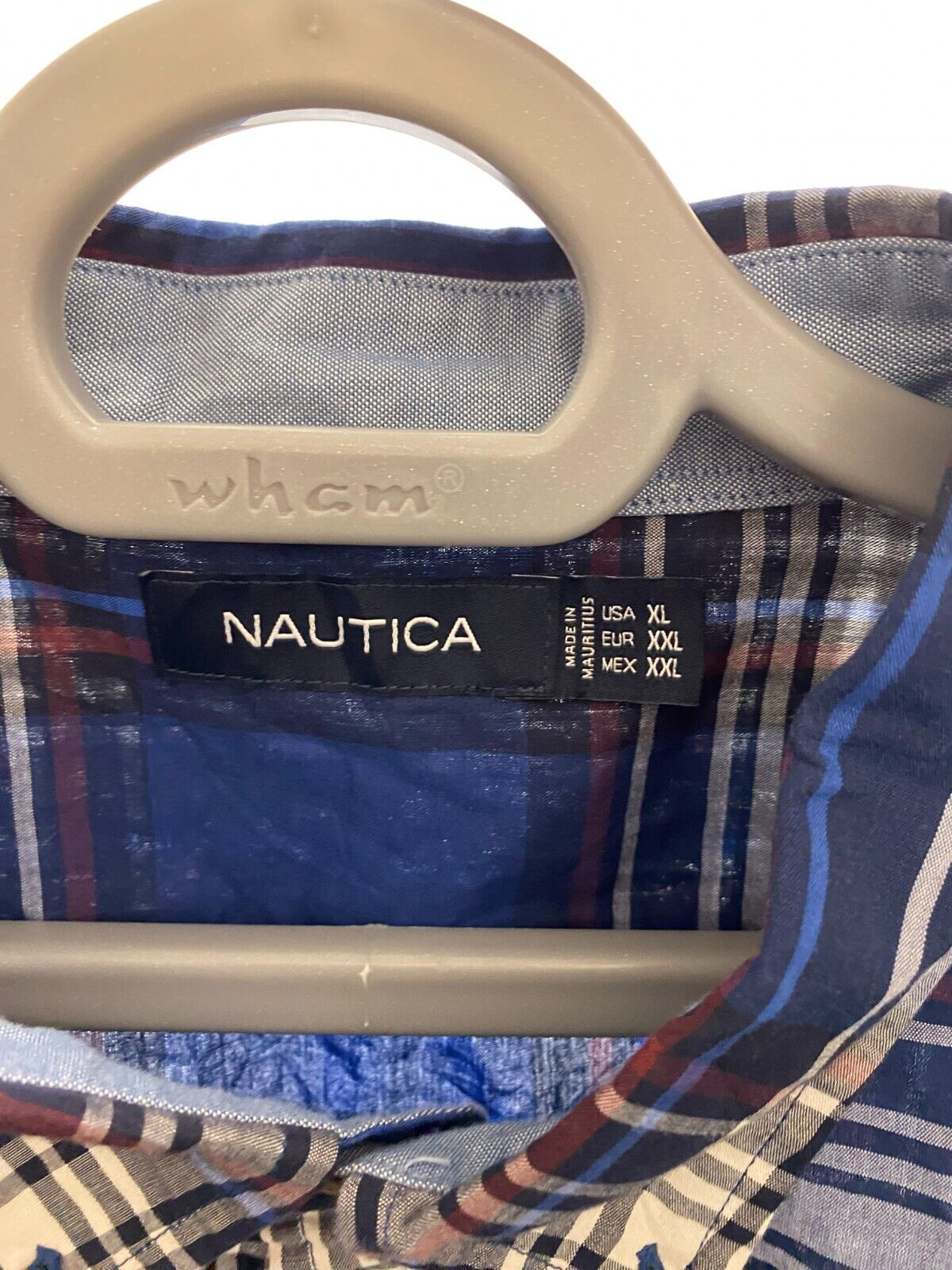Nautica Shirt Mens XL Blue Plaid Casual Long Sleeve Pocket Collared Button Down