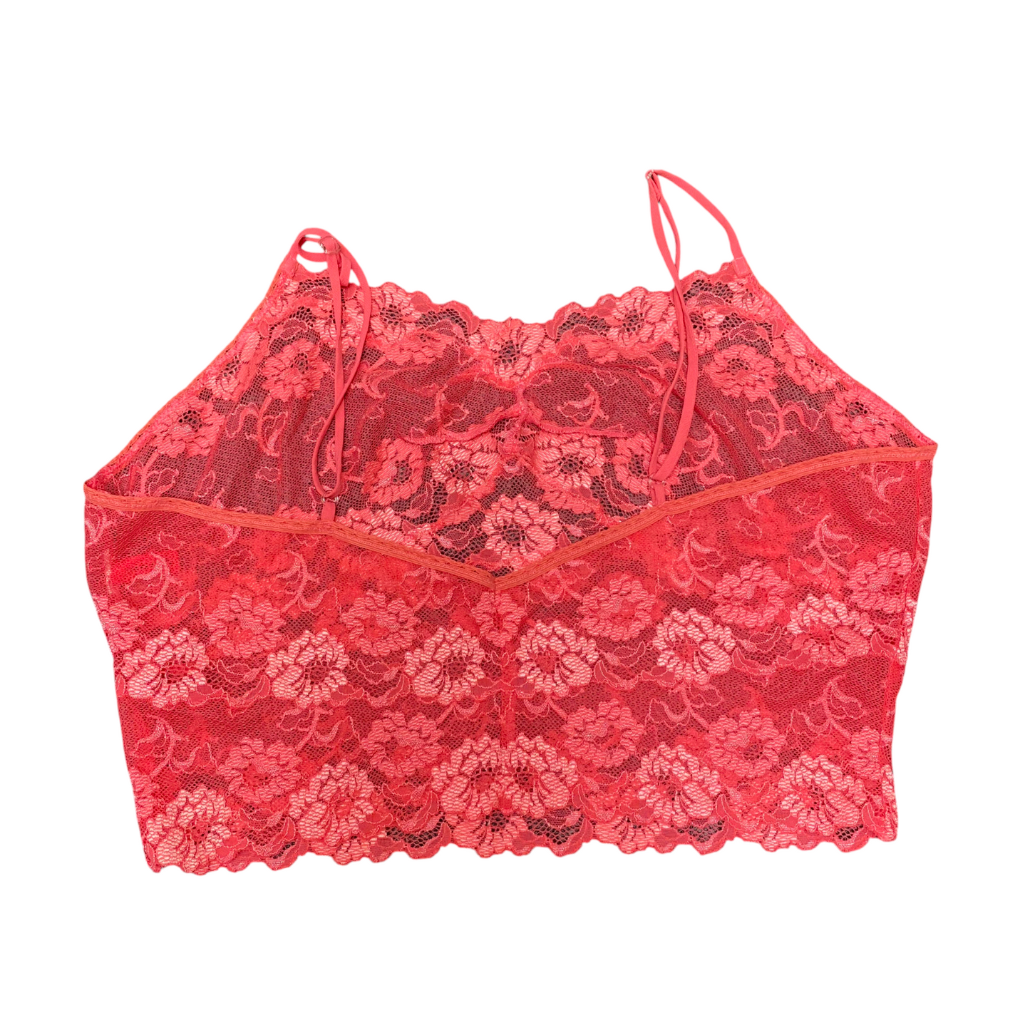 Womens Bralette S Red Lace Floral Sheer Sexy Backless Non Wired Spaghetti Strap