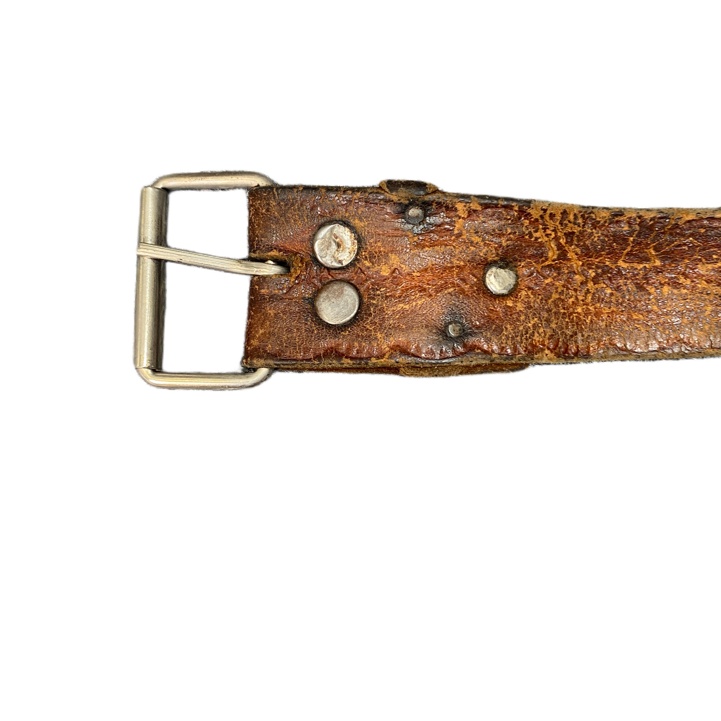 Waist Belt Mens Brown Leather Adjustable Silver Roller Pin Buckle 42.5 inches