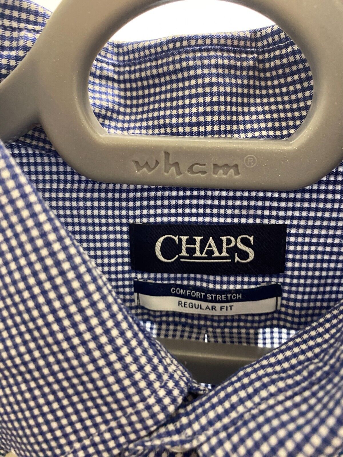 Chaps Shirt Men XL Blue Checkered Regular Fit Comfort Stretch Casual Button Down