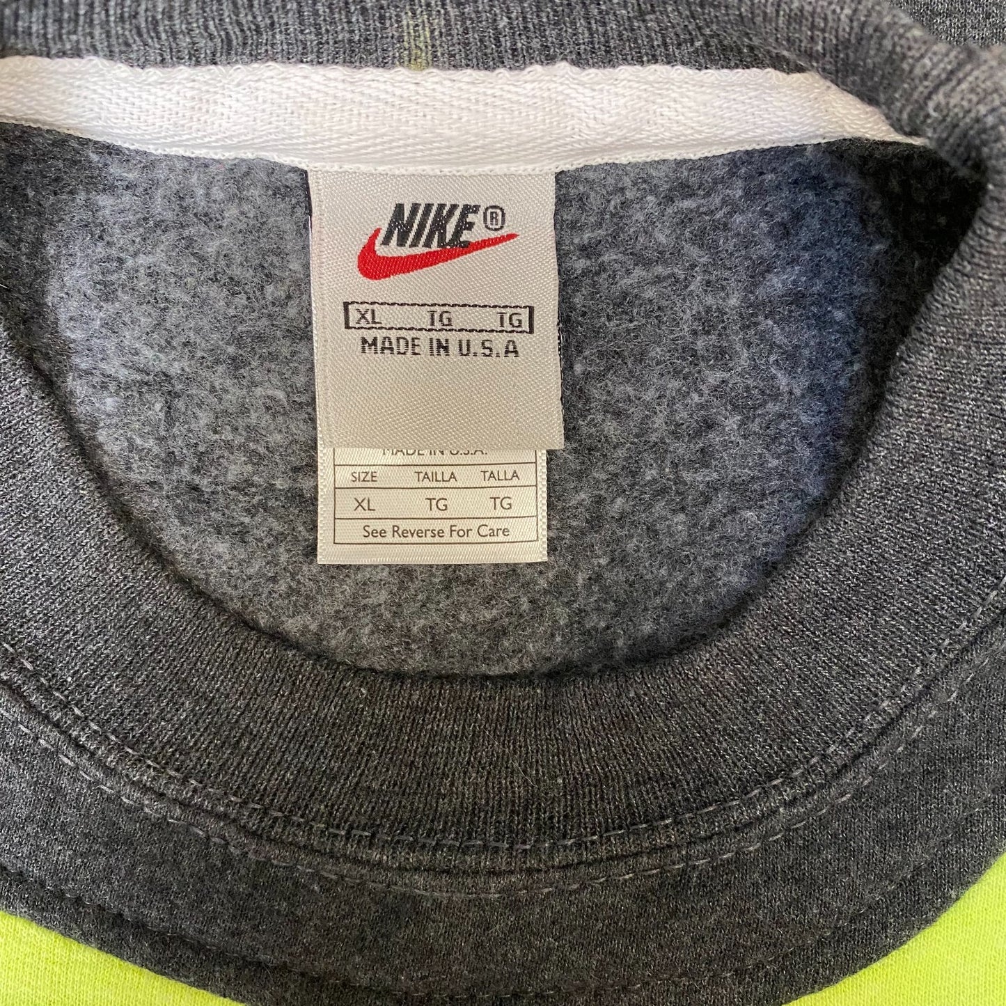 Nike Reworked Sweatshirt Mens XL Green Grey Embroidered Spellout Logo Vtg Y2K